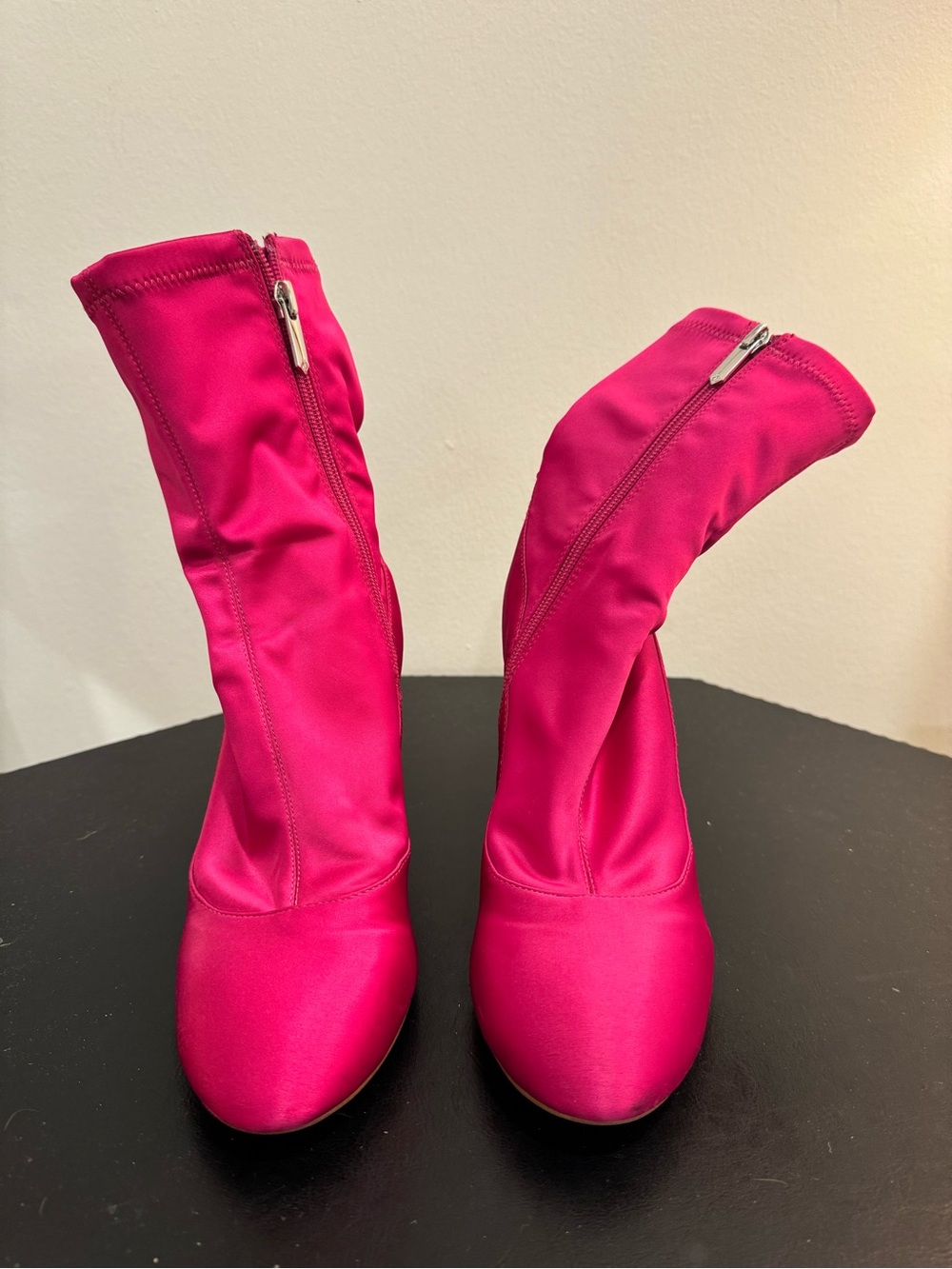 Sam Edelman Hot Pink Stretch Sock Boots with Block Heel - Picture 3 of 6
